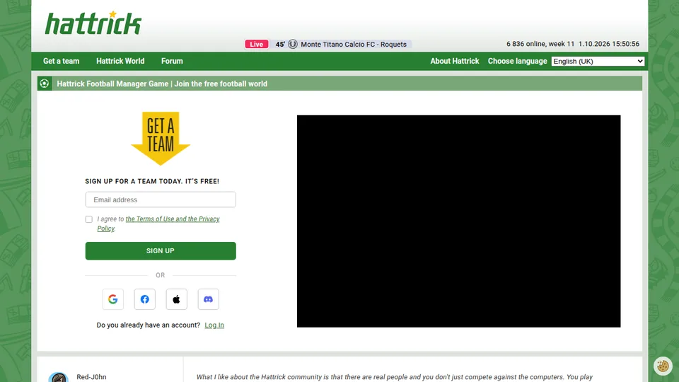 Hattrick home page