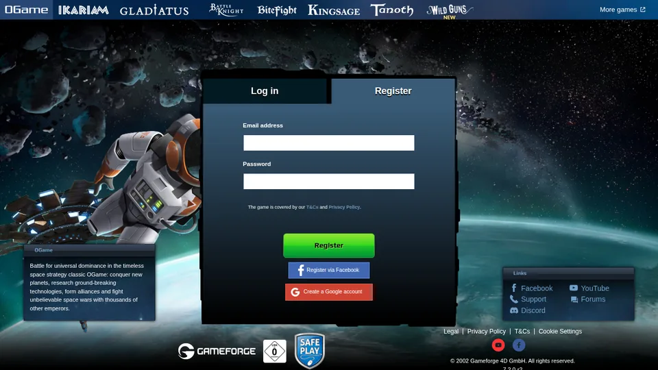OGame home page